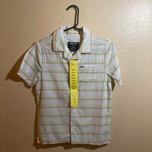 Hurley Youth Boys Striped Short Sleeve Button Down Shirt Size 7/8